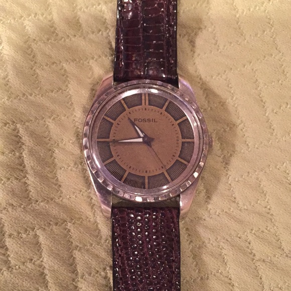 Fossil Other - VINTAGE FOSSIL Watch Bronze Face Lizard Band
